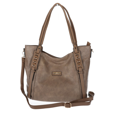 Torebka damska shopper pojemna elegancka torba worek na ramię CH914 Beżowa