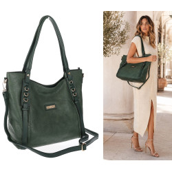 Torebka damska shopper pojemna elegancka torba worek na ramię CH914 Zielona