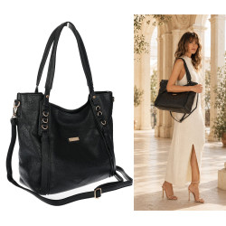 Torebka damska shopper pojemna elegancka torba worek na ramię CH914 Czarna