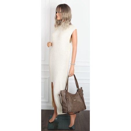 Torebka damska shopper pojemna elegancka torba worek na ramię CH914 Beżowa