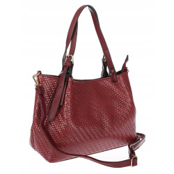 Torebka damska kuferek shopper pojemna elegancka na ramię HJ397 Czerwona