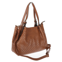 Torebka damska kuferek shopper pojemna elegancka na ramię HJ397 Brązowa