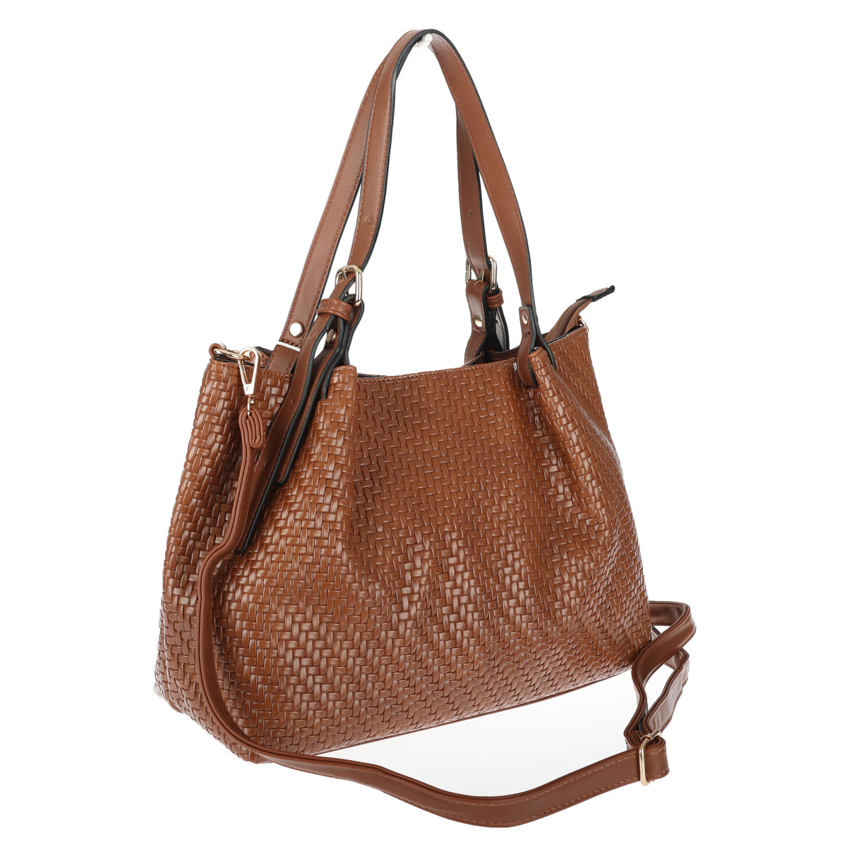 Torebka damska kuferek shopper pojemna elegancka na ramię HJ397 Brązowa