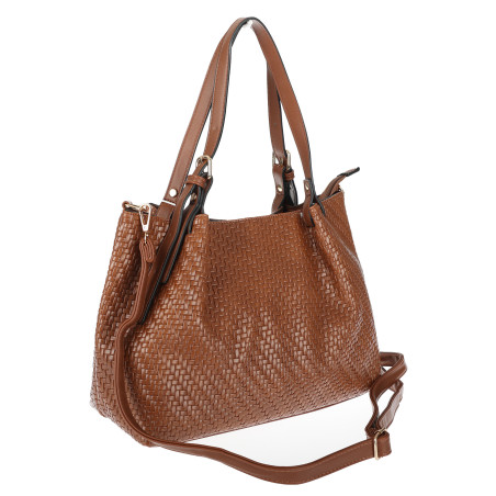 Torebka damska kuferek shopper pojemna elegancka na ramię HJ397 Brązowa