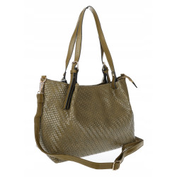 Torebka damska kuferek shopper pojemna elegancka na ramię HJ397 Zielona