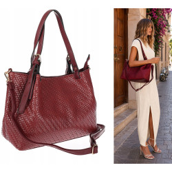 Torebka damska kuferek shopper pojemna elegancka na ramię HJ397 Czerwona