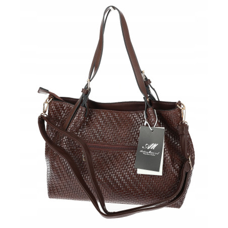 Torebka damska kuferek shopper pojemna elegancka na ramię HJ397 Czekolada