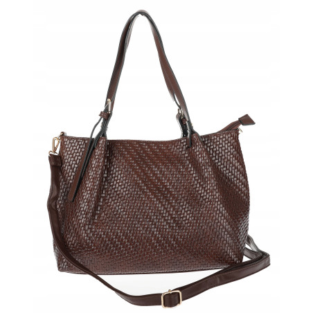 Torebka damska kuferek shopper pojemna elegancka na ramię HJ397 Czekolada