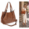 Torebka damska kuferek shopper pojemna elegancka na ramię HJ397 Brązowa