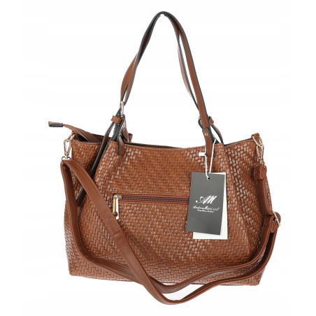 Torebka damska kuferek shopper pojemna elegancka na ramię HJ397 Brązowa