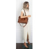 Torebka damska kuferek shopper pojemna elegancka na ramię HJ397 Brązowa