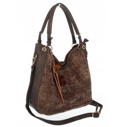 Torebka damska shopper listonoszka zamszowa na ramię LH622 Czekoladowa