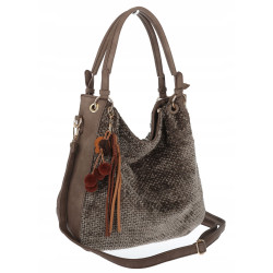 Torebka damska worek shopper listonoszka zamszowa na ramię LH622 Beżowa