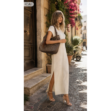 Torebka damska worek shopper listonoszka zamszowa na ramię LH622 Beżowa