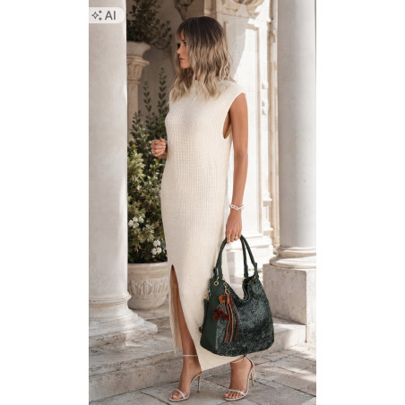Torebka damska worek shopper listonoszka zamszowa na ramię LH622 Zielona