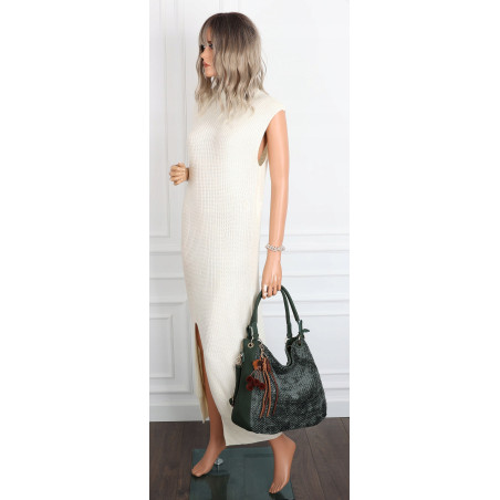 Torebka damska worek shopper listonoszka zamszowa na ramię LH622 Zielona