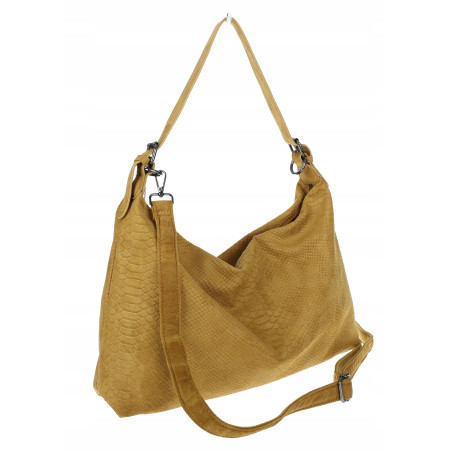 Torebka damska shopper listonoszka zamszowa na ramię PB4740 Musztardowa