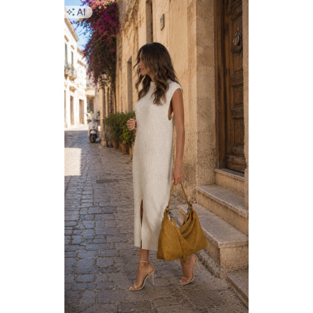 Torebka damska shopper listonoszka zamszowa na ramię PB4740 Musztardowa
