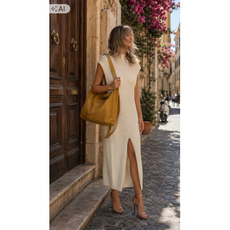 Torebka damska shopper listonoszka zamszowa na ramię PB4740 Musztardowa