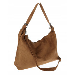 Torebka damska worek shopper listonoszka zamszowa na ramię PB4740 Brązowa