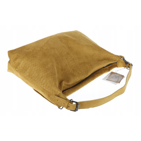 Torebka damska shopper listonoszka zamszowa na ramię PB4740 Musztardowa