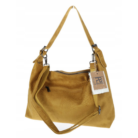 Torebka damska shopper listonoszka zamszowa na ramię PB4740 Musztardowa