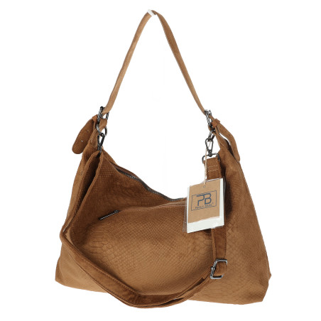 Torebka damska worek shopper listonoszka zamszowa na ramię PB4740 Brązowa