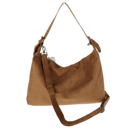 Torebka damska worek shopper listonoszka zamszowa na ramię PB4740 Brązowa