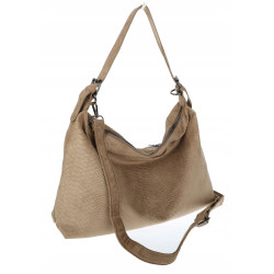 Torebka damska worek shopper listonoszka zamszowa na ramię PB4740 Beżowa