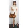 Torebka damska worek shopper listonoszka zamszowa na ramię PB4740 Brązowa