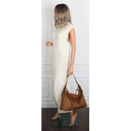 Torebka damska worek shopper listonoszka zamszowa na ramię PB4740 Brązowa
