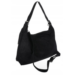 Torebka damska worek shopper listonoszka zamszowa na ramię PB4740 Czarna