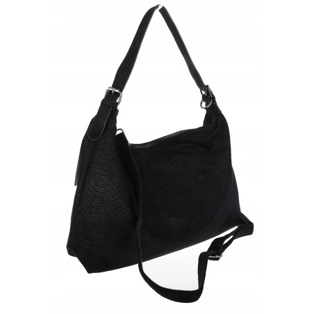 Torebka damska worek shopper listonoszka zamszowa na ramię PB4740 Czarna