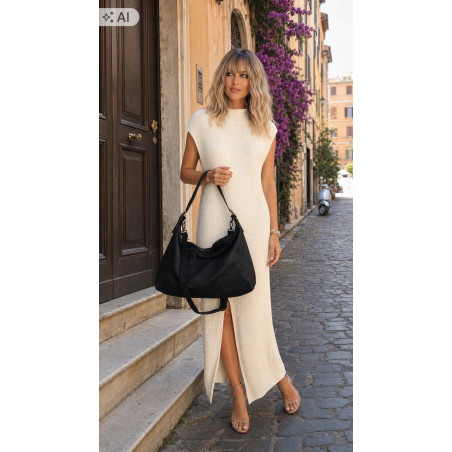 Torebka damska worek shopper listonoszka zamszowa na ramię PB4740 Czarna