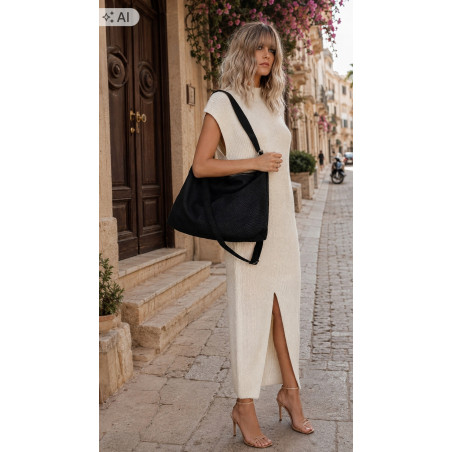 Torebka damska worek shopper listonoszka zamszowa na ramię PB4740 Czarna