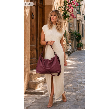 Torebka damska worek shopper listonoszka zamszowa na ramię PB4740 Czerwona