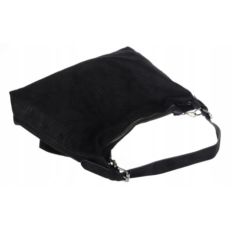 Torebka damska worek shopper listonoszka zamszowa na ramię PB4740 Czarna