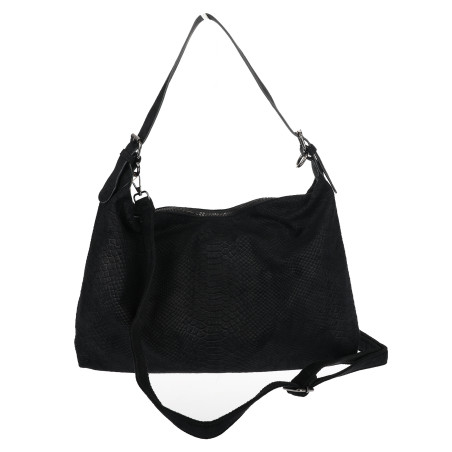 Torebka damska worek shopper listonoszka zamszowa na ramię PB4740 Czarna