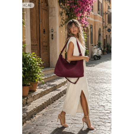 Torebka damska worek shopper listonoszka zamszowa na ramię PB4740 Czerwona