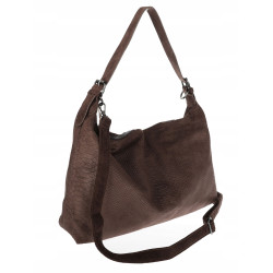 Torebka damska shopper listonoszka zamszowa na ramię PB4740 Czekoladowa