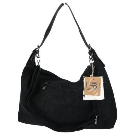 Torebka damska worek shopper listonoszka zamszowa na ramię PB4740 Czarna