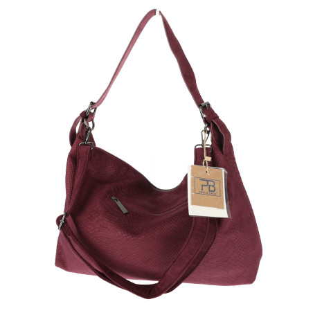 Torebka damska worek shopper listonoszka zamszowa na ramię PB4740 Czerwona