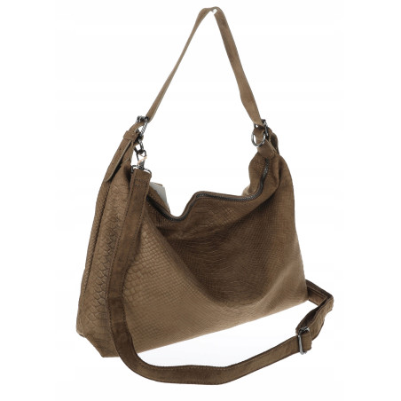 Torebka damska worek shopper listonoszka zamszowa na ramię PB4740 Zielona