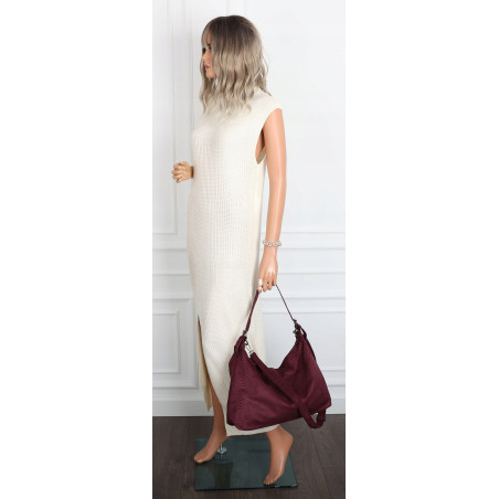 Torebka damska worek shopper listonoszka zamszowa na ramię PB4740 Czerwona