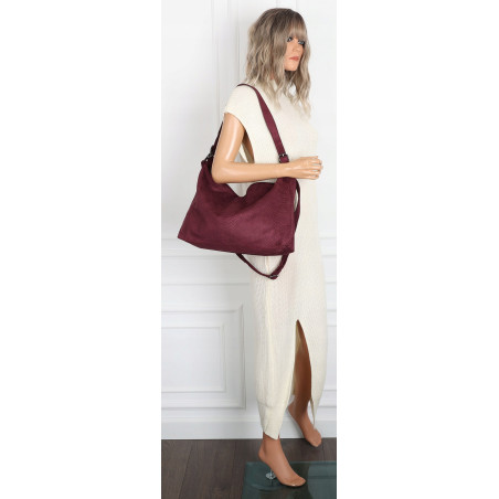 Torebka damska worek shopper listonoszka zamszowa na ramię PB4740 Czerwona