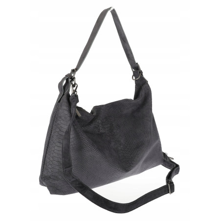 Torebka damska worek shopper listonoszka zamszowa na ramię PB4740 Szara