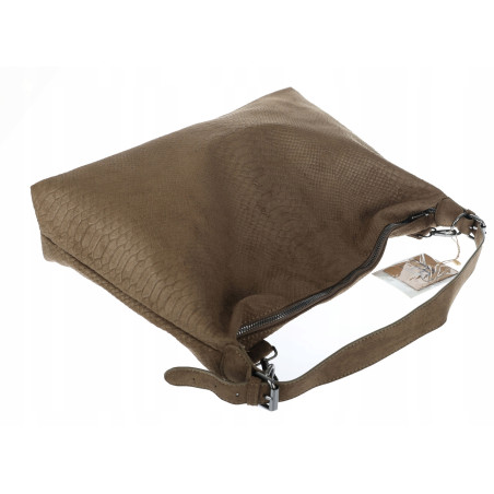 Torebka damska worek shopper listonoszka zamszowa na ramię PB4740 Zielona