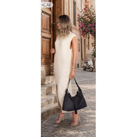 Torebka damska worek shopper listonoszka zamszowa na ramię PB4740 Szara