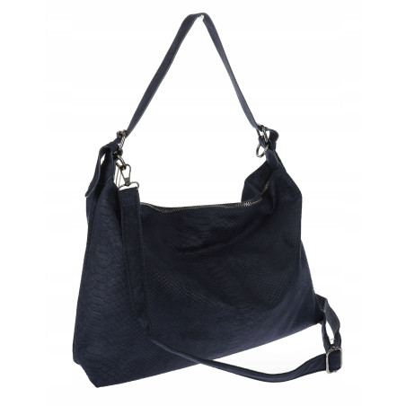 Torebka damska worek shopper listonoszka zamszowa na ramię PB4740 Granatowa