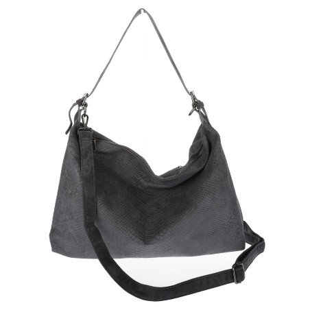 Torebka damska worek shopper listonoszka zamszowa na ramię PB4740 Szara